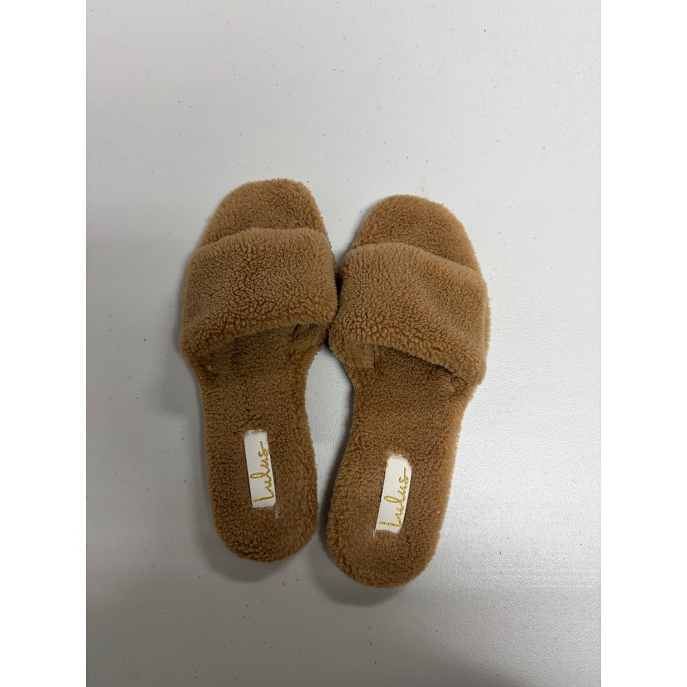 Cozy Tan Teddy Bear Sherpa Slippers | Lulus Camaria Faux Wool Slides Women 8.5